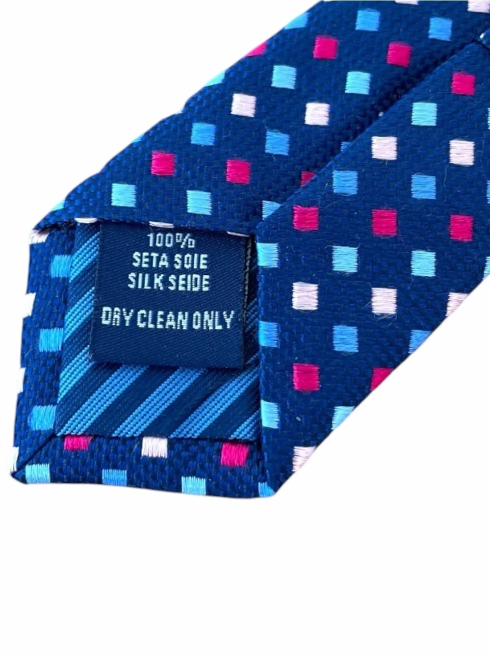 Charles Tyrwhitt Mens Navy Silk Geometric Foulard Pattern Dress Necktie Blue